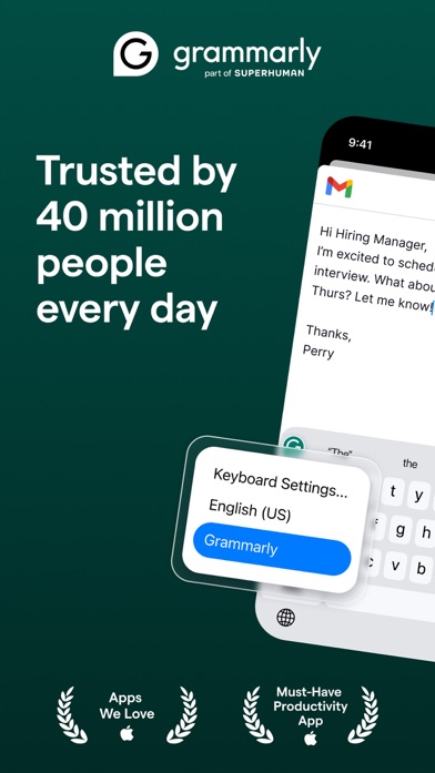 Grammarly screenshot from the App Store listing
